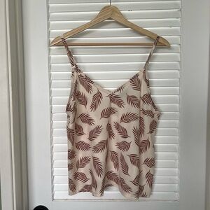 Leaf Print Cream and Brown Women's Top